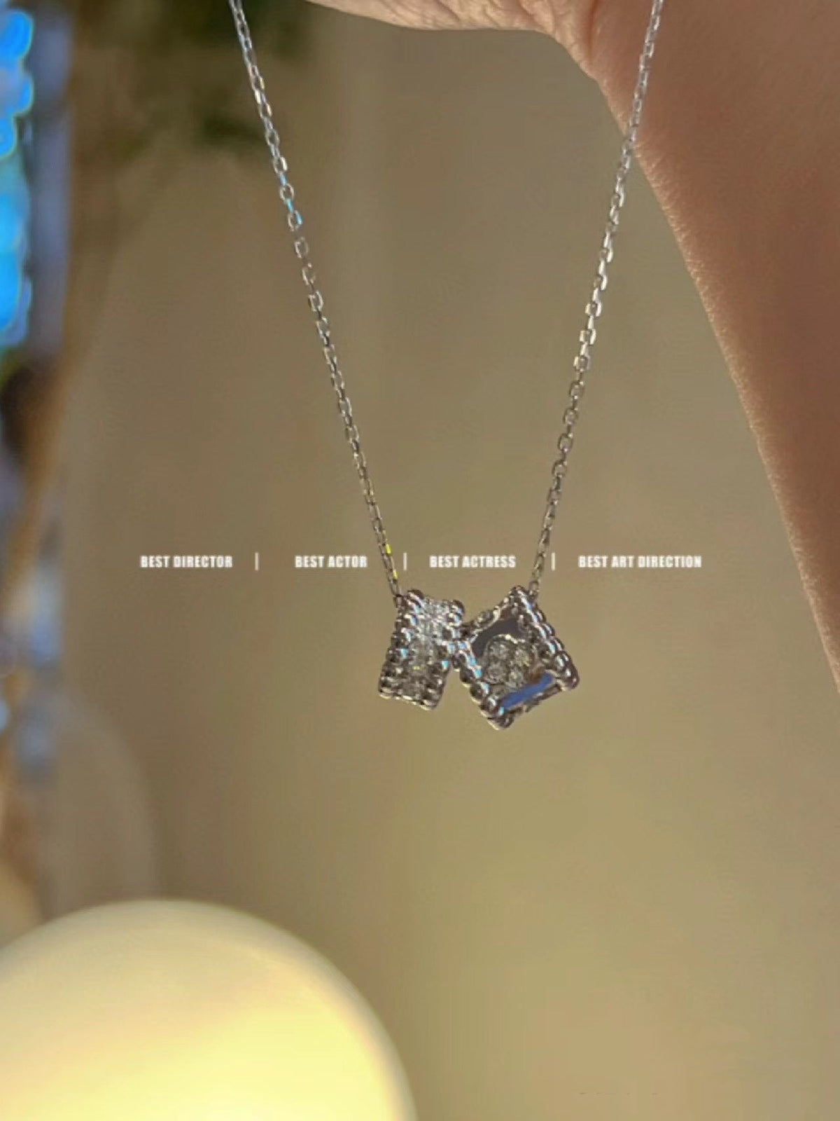 [⭐moonlume]PERLEE DOUBLE PENDANT SILVER DIAMOND NECKLACE