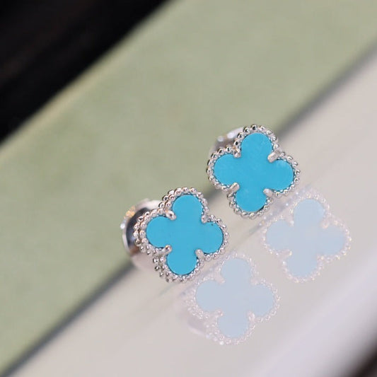 [⭐moonlume]CLOVER MINI TURQUOISE SILVER STUD EARRINGS