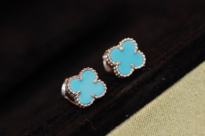 [⭐moonlume]CLOVER MINI TURQUOISE SILVER STUD EARRINGS