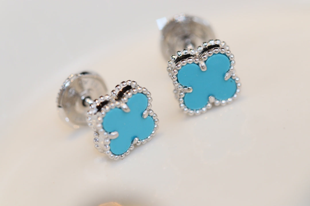 [⭐moonlume]CLOVER MINI TURQUOISE SILVER STUD EARRINGS