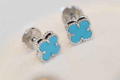 [⭐moonlume]CLOVER MINI TURQUOISE SILVER STUD EARRINGS