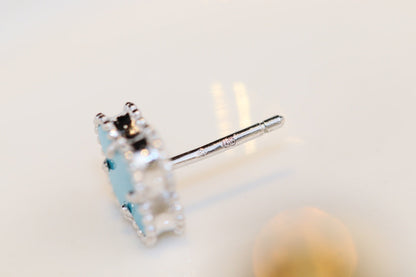 [⭐moonlume]CLOVER MINI TURQUOISE SILVER STUD EARRINGS