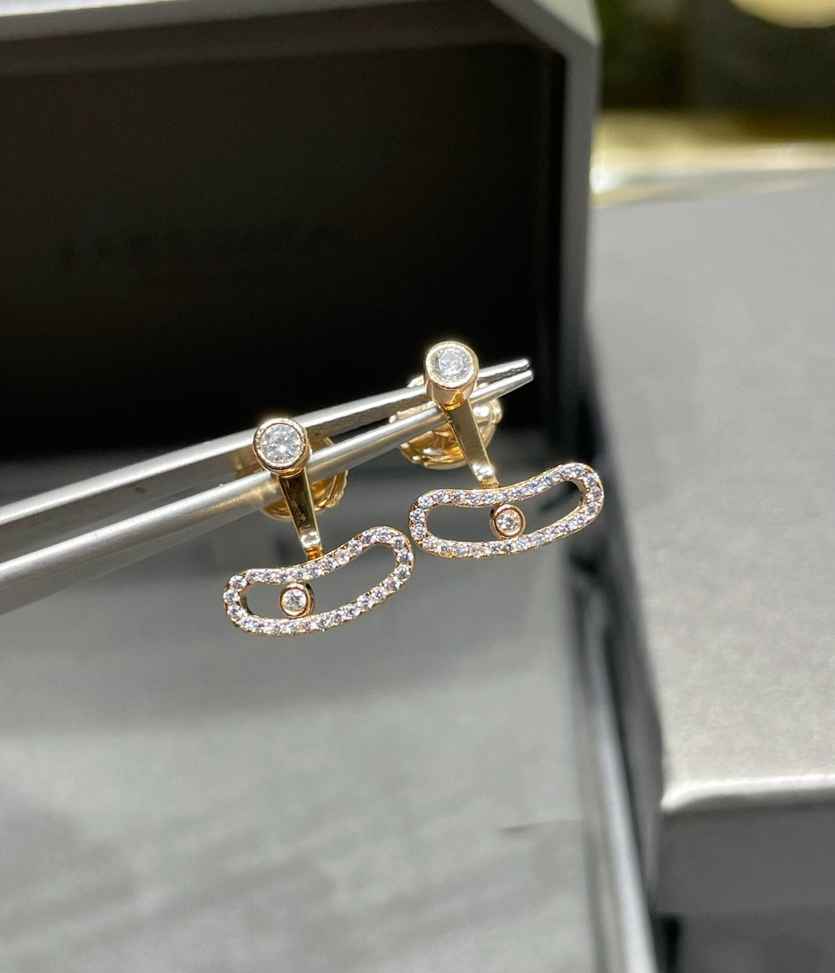 [⭐moonlume]MOVE UNO PINK GOLD DIAMOND EARRINGS