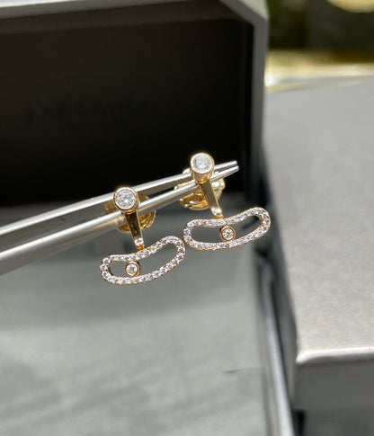 [⭐moonlume]MOVE UNO PINK GOLD DIAMOND EARRINGS