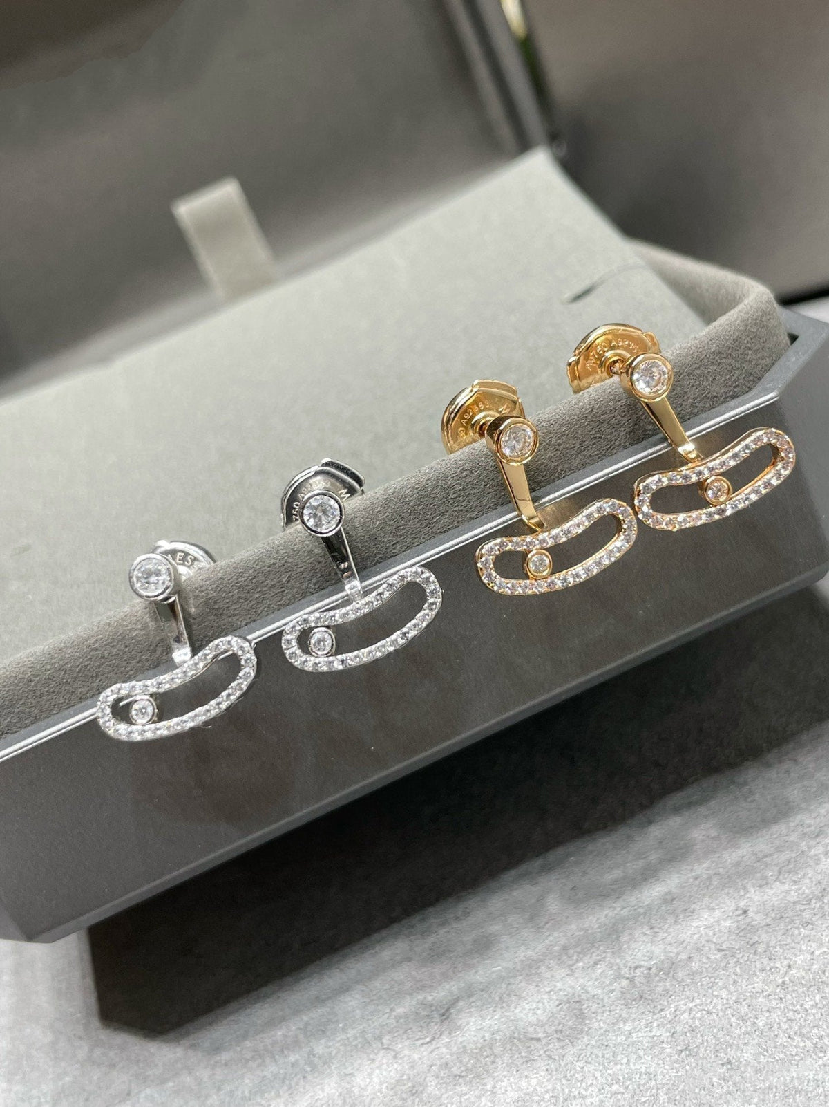 [⭐moonlume]MOVE UNO PINK GOLD DIAMOND EARRINGS