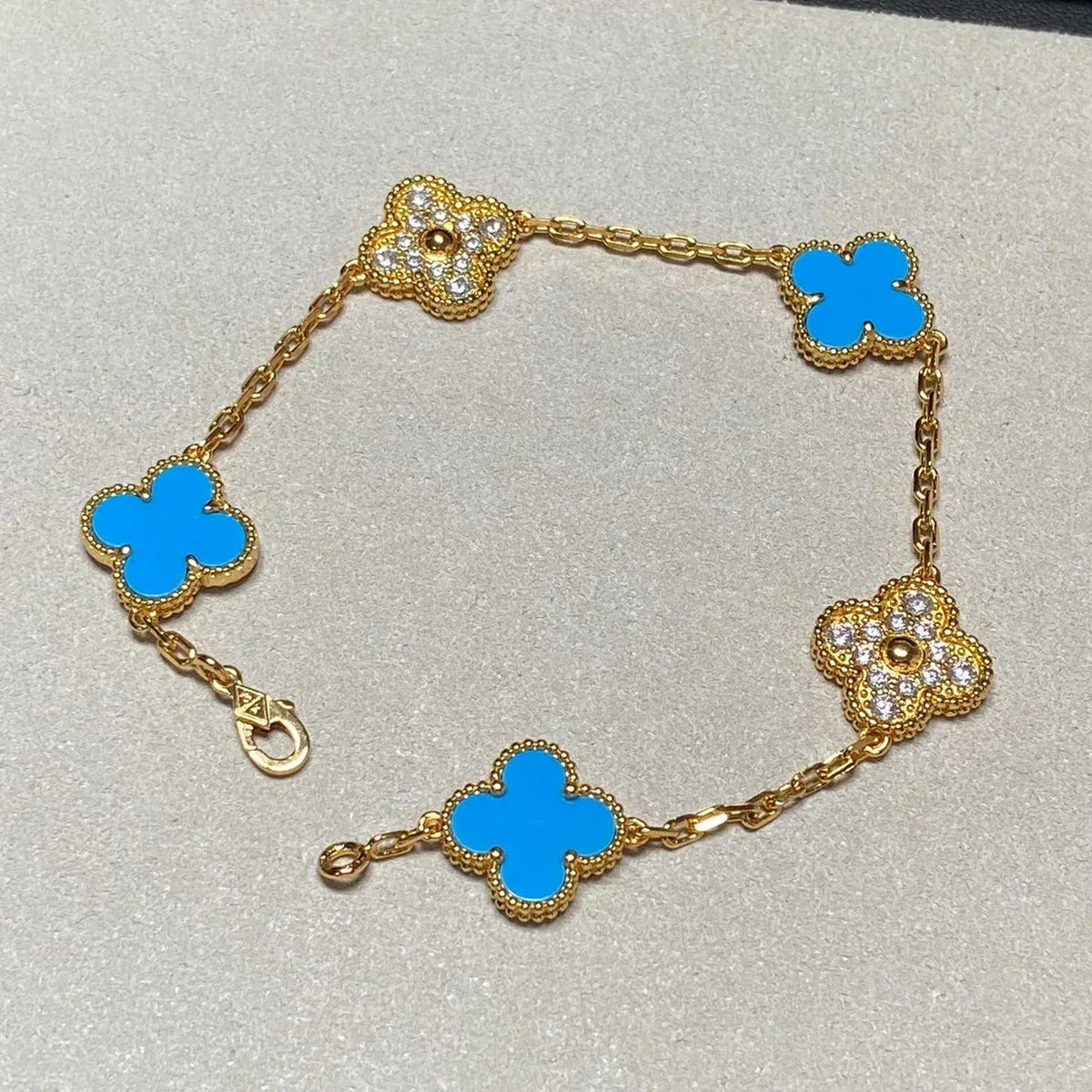 [⭐moonlume] CLOVER 5 MOTIF BLUE AGATE BRACELET COLLECTION