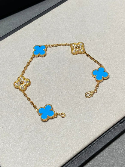 [⭐moonlume] CLOVER 5 MOTIF BLUE AGATE BRACELET COLLECTION