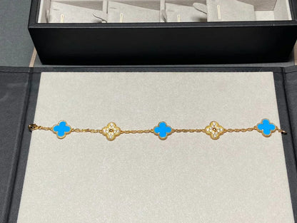 [⭐moonlume] CLOVER 5 MOTIF BLUE AGATE BRACELET COLLECTION