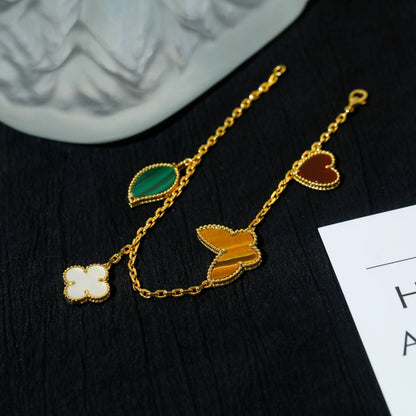 [⭐moonlume]LUCKY SPRING 5 MOTIF GOLD BRACELET