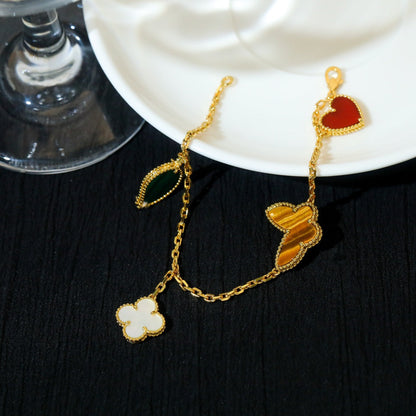 [⭐moonlume]LUCKY SPRING 5 MOTIF GOLD BRACELET