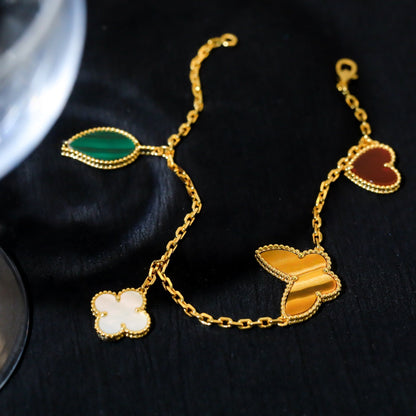[⭐moonlume]LUCKY SPRING 5 MOTIF GOLD BRACELET
