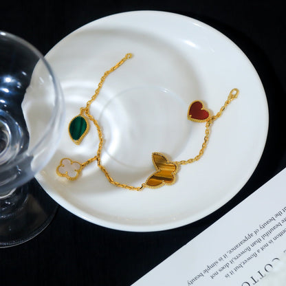 [⭐moonlume]LUCKY SPRING 5 MOTIF GOLD BRACELET