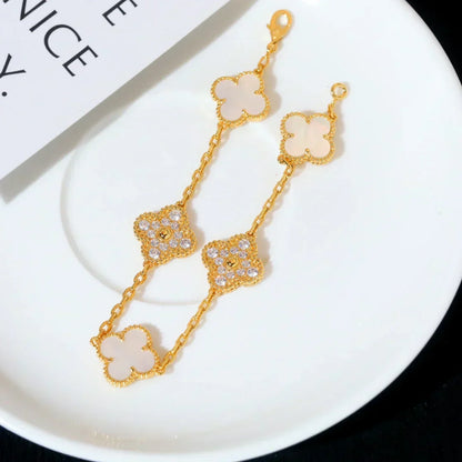 [⭐moonlume]CLOVER WHITE PEARL MOP 5 MOTIF BRACELET COLLECTION