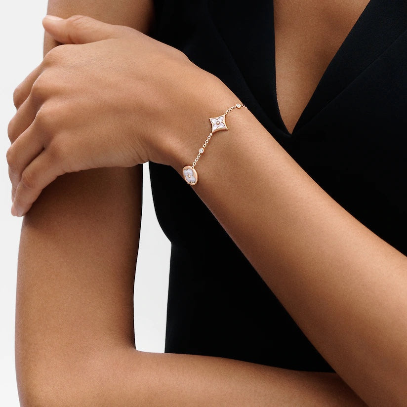 [⭐moonlume]STAR AND SUN 4 MOTIF WHITE MOP PINK GOLD BRACELET