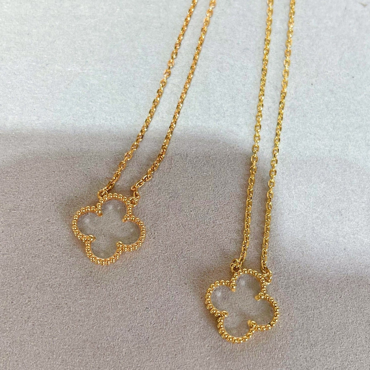 [⭐moonlume]CLOVER ROCK CRYSTAL ROSE GOLD NECKLACE