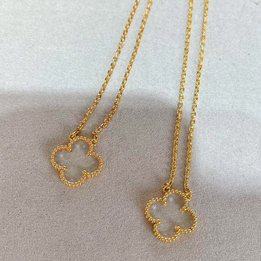 [⭐moonlume]CLOVER ROCK CRYSTAL ROSE GOLD NECKLACE