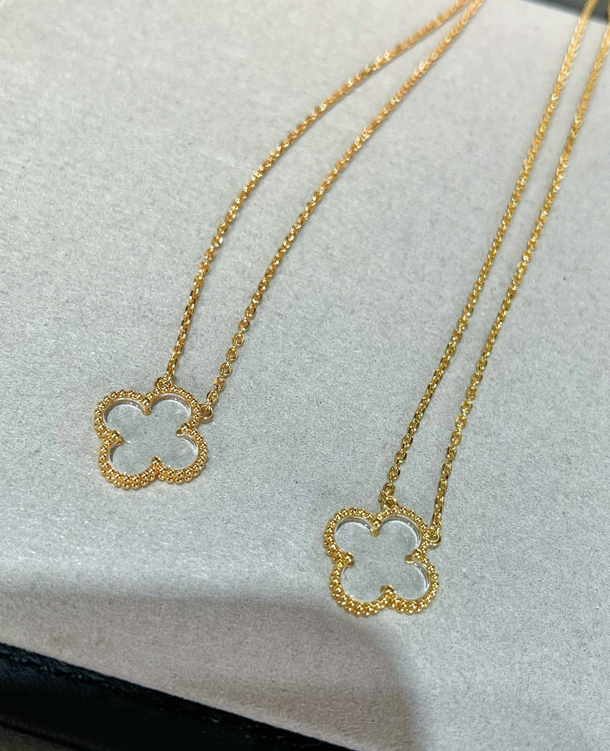 [⭐moonlume]CLOVER ROCK CRYSTAL ROSE GOLD NECKLACE