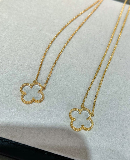 [⭐moonlume]CLOVER ROCK CRYSTAL ROSE GOLD NECKLACE