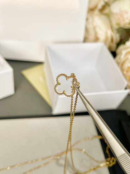[⭐moonlume]CLOVER ROCK CRYSTAL ROSE GOLD NECKLACE