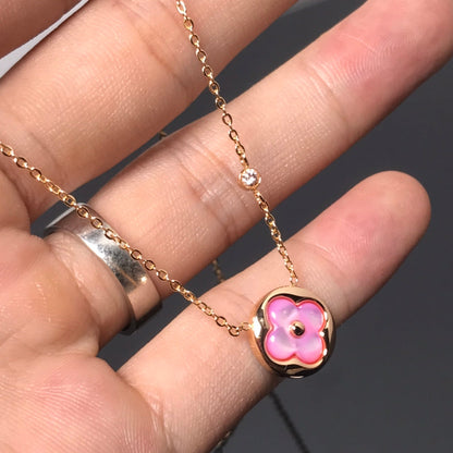 [⭐moonlume]COLOR BLOSSOM PINK MOP SUN GOLD NECKLACE