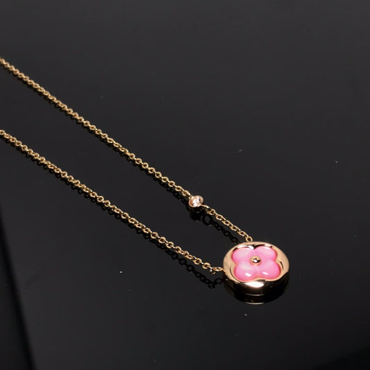 [⭐moonlume]COLOR BLOSSOM PINK MOP SUN GOLD NECKLACE