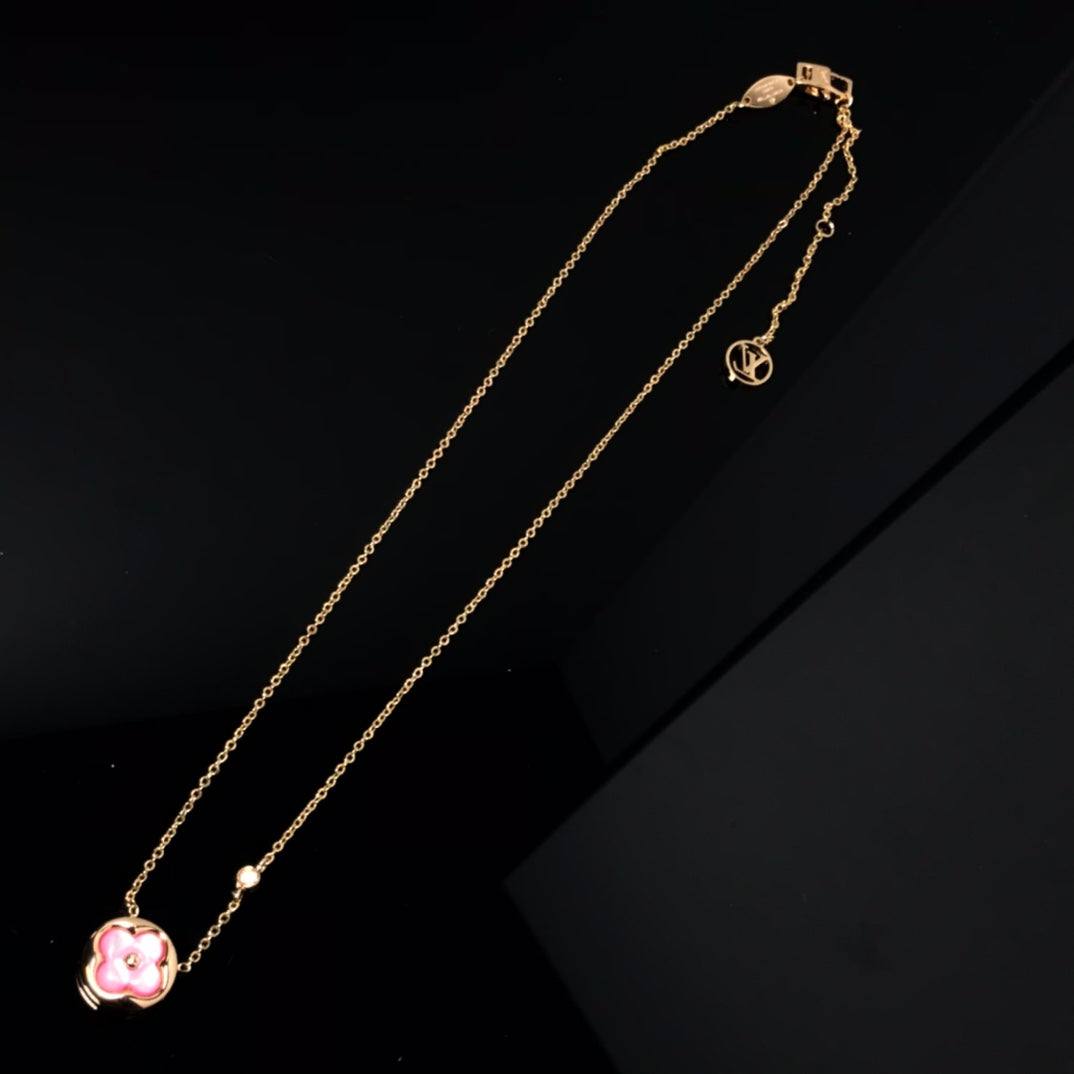 [⭐moonlume]COLOR BLOSSOM PINK MOP SUN GOLD NECKLACE