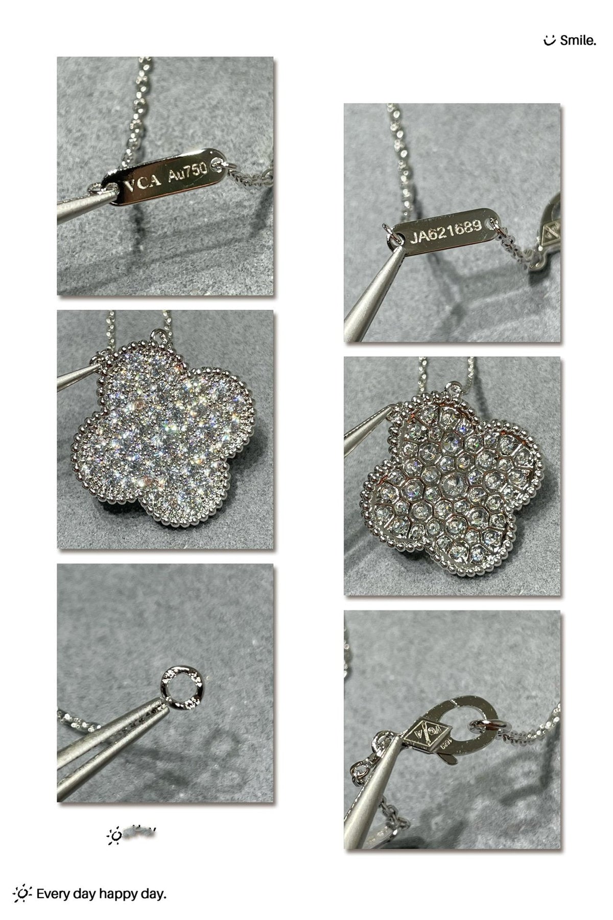 [⭐moonlume]CLOVER 25MM LARGE PENDANT DIAMOND PAVED SILVER NECKLACE