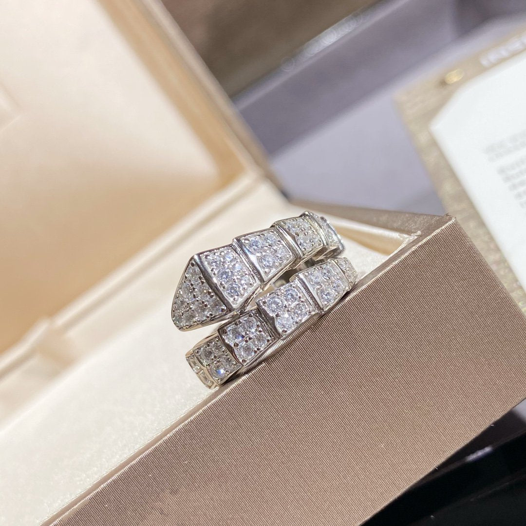 [⭐moonlume]SERPENTI RING SILVER DIAMOND PAVED