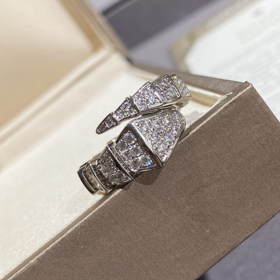 [⭐moonlume]SERPENTI LARGE RING SILVER DIAMOND PAVED