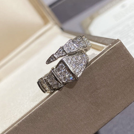[⭐moonlume]SERPENTI LARGE RING SILVER DIAMOND PAVED