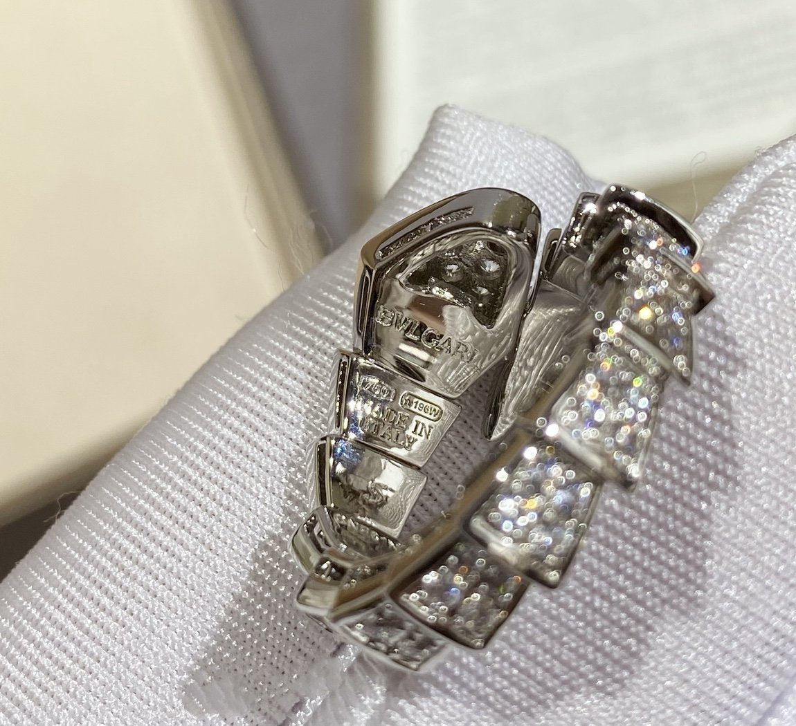 [⭐moonlume]SERPENTI LARGE RING SILVER DIAMOND PAVED