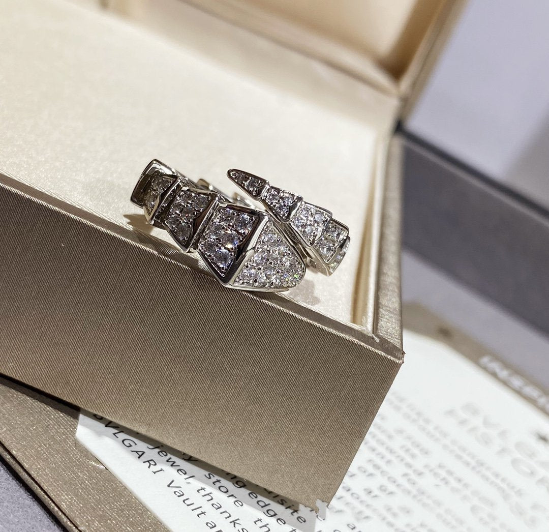 [⭐moonlume]SERPENTI LARGE RING SILVER DIAMOND PAVED