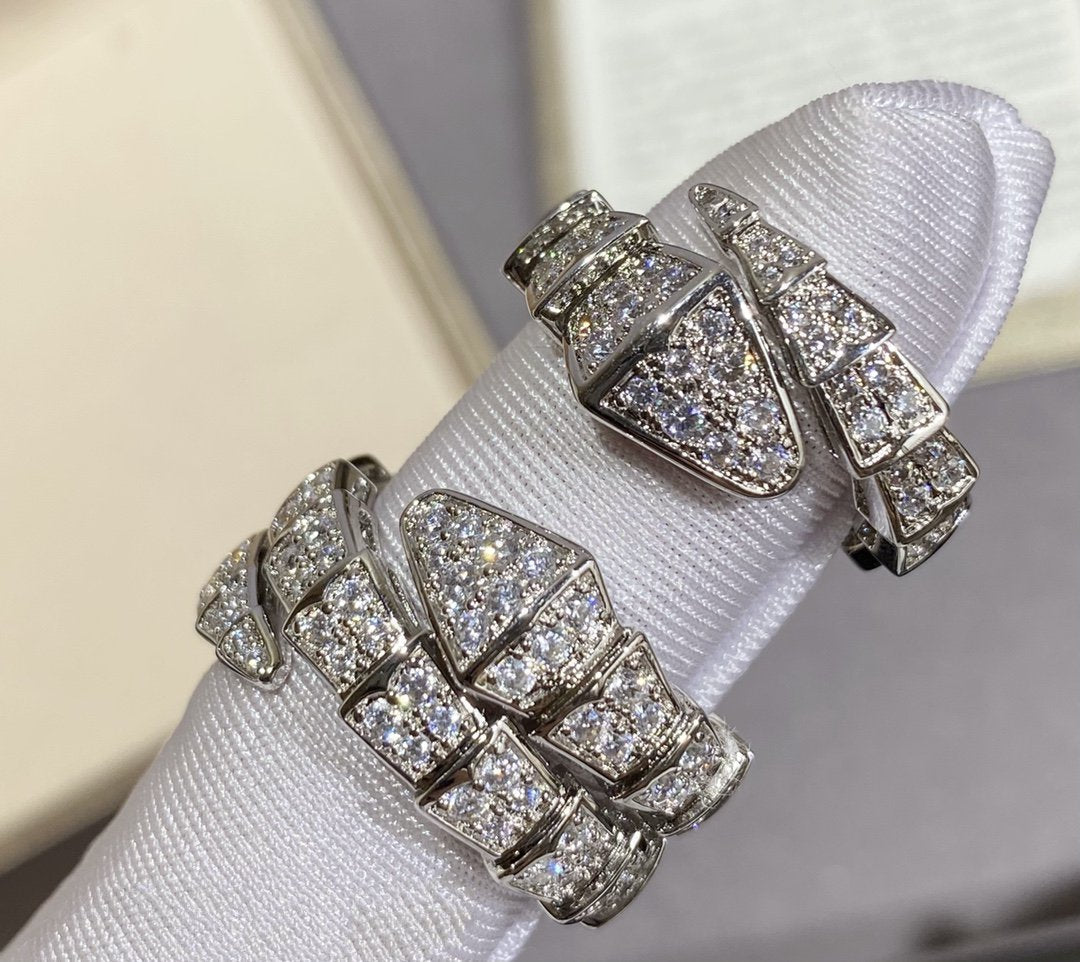[⭐moonlume]SERPENTI LARGE RING SILVER DIAMOND PAVED