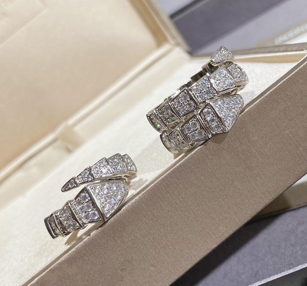 [⭐moonlume]SERPENTI LARGE RING SILVER DIAMOND PAVED