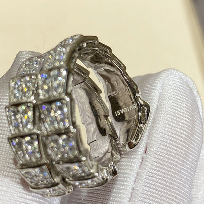 [⭐moonlume]SERPENTI DOUBLE RING SILVER DIAMOND PAVED