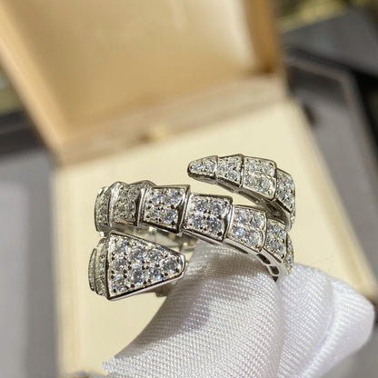 [⭐moonlume]SERPENTI DOUBLE RING SILVER DIAMOND PAVED