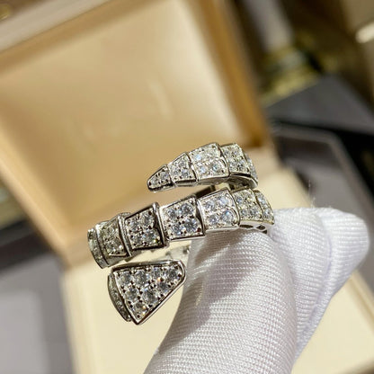 [⭐moonlume]SERPENTI DOUBLE RING SILVER DIAMOND PAVED