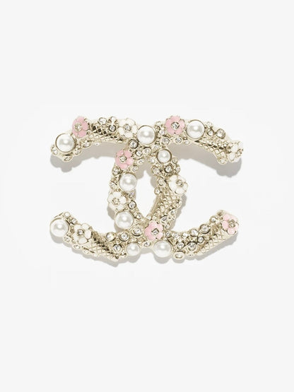 [⭐moonlume]26C Pink-White Enamel Ice Cream Cone Double C Brooch