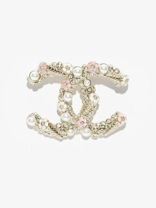 [⭐moonlume]26C Pink-White Enamel Ice Cream Cone Double C Brooch