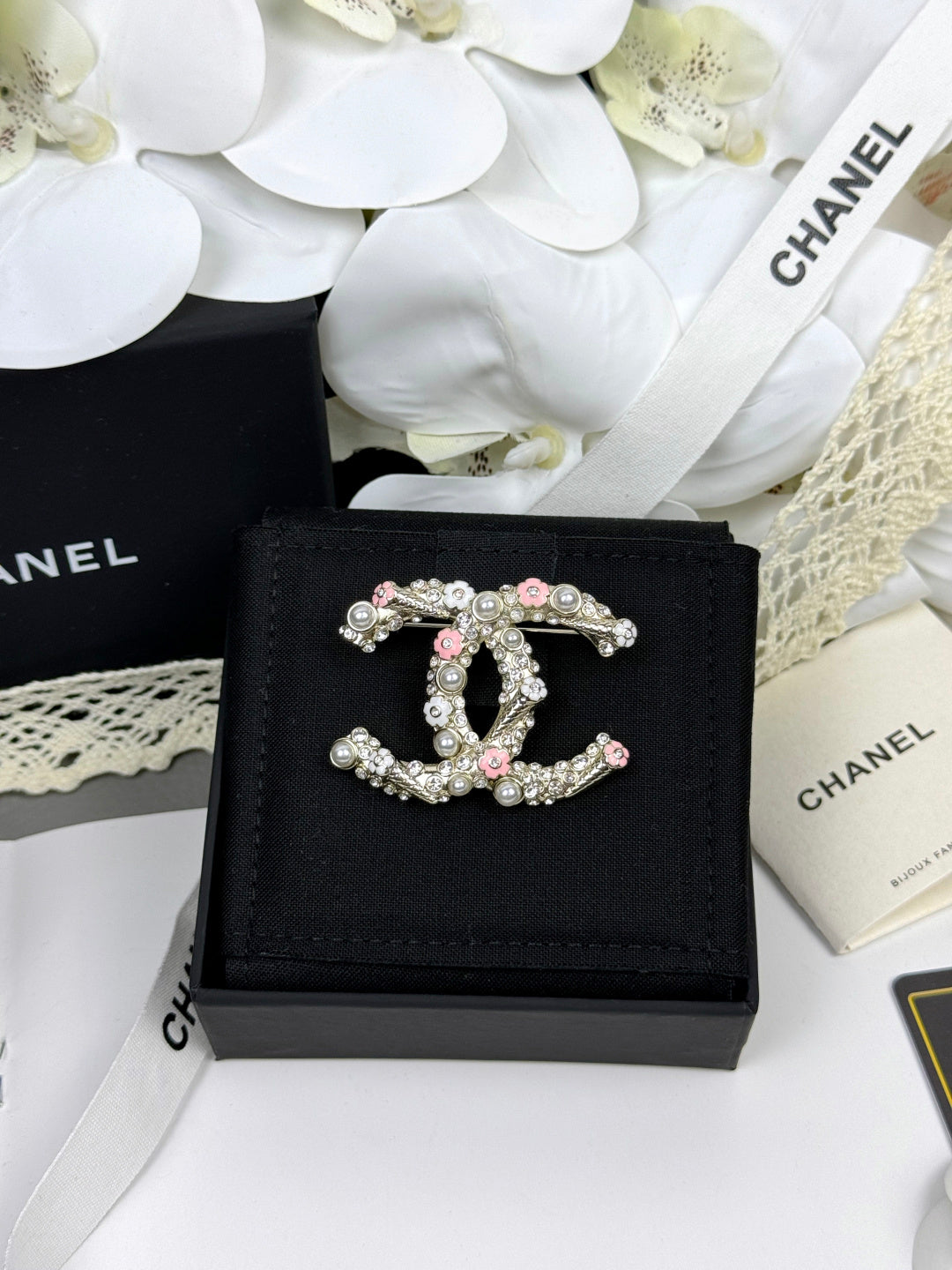 [⭐moonlume]26C Pink-White Enamel Ice Cream Cone Double C Brooch