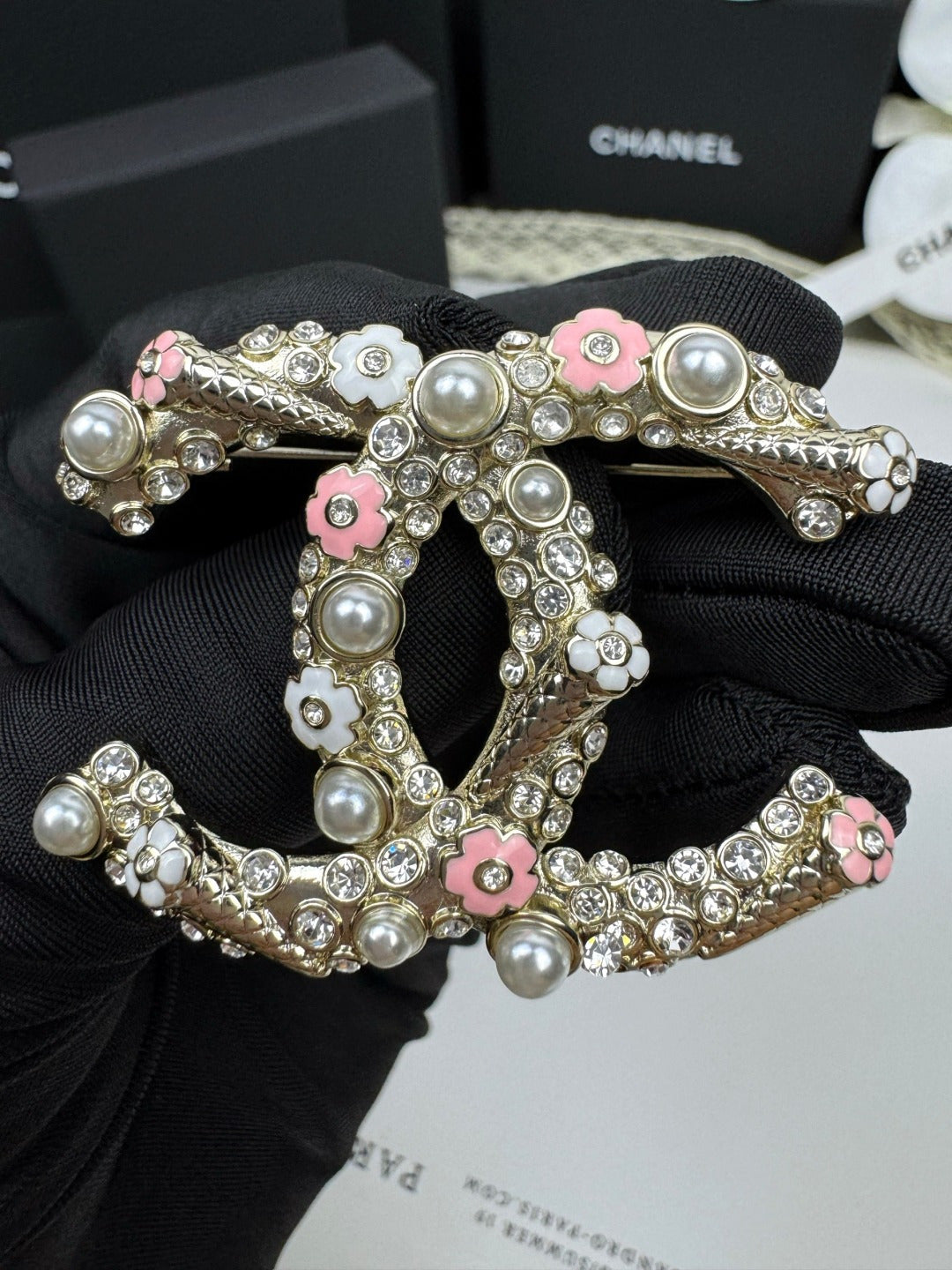 [⭐moonlume]26C Pink-White Enamel Ice Cream Cone Double C Brooch