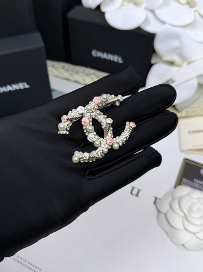 [⭐moonlume]26C Pink-White Enamel Ice Cream Cone Double C Brooch