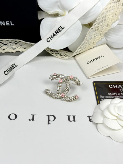 [⭐moonlume]26C Pink-White Enamel Ice Cream Cone Double C Brooch