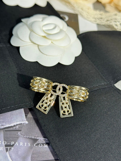 [⭐moonlume]25K Hollow Bow Brooch