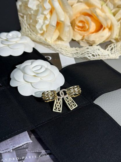 [⭐moonlume]25K Hollow Bow Brooch
