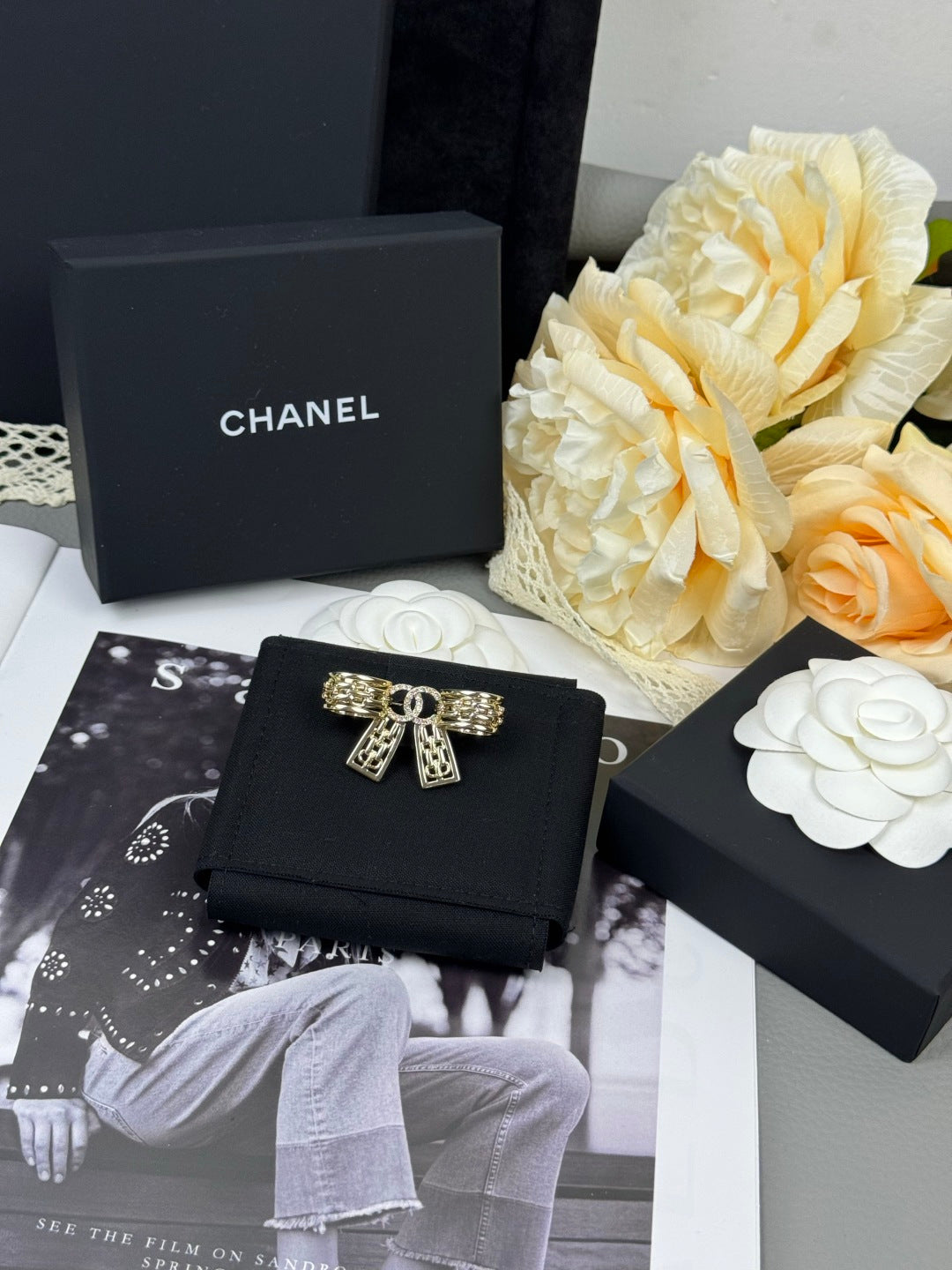 [⭐moonlume]25K Hollow Bow Brooch