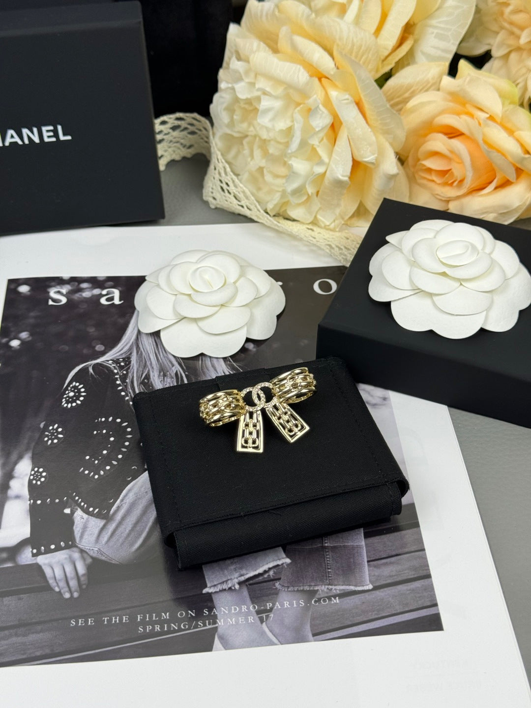 [⭐moonlume]25K Hollow Bow Brooch