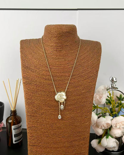 [⭐moonlume]Cloud Pearl Mother-of-Pearl Diamond Chain Pendant Necklace