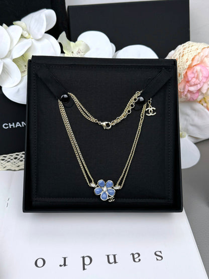 [⭐moonlume]New Blue Floral Double-Layer Necklace