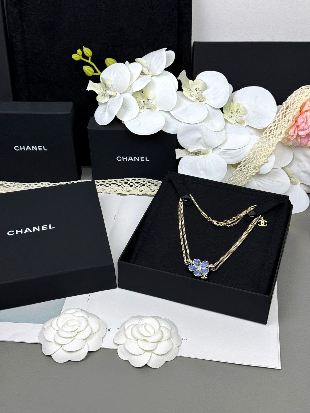[⭐moonlume]New Blue Floral Double-Layer Necklace